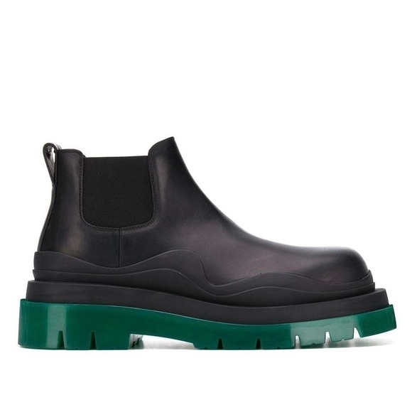 New Size 39 Bottega Veneta Tire Ankle Boots Black Green - Picture 1 of 9
